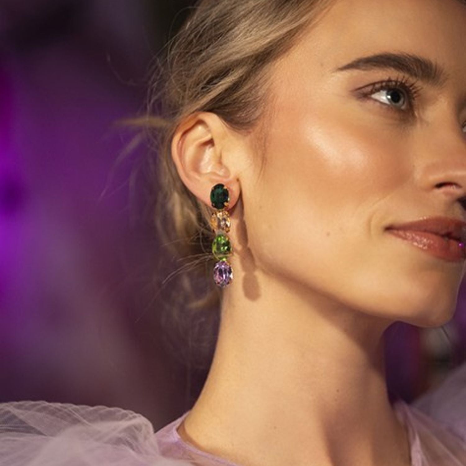 Maudi Earrings Oval Waterfall Four Stones S Mix