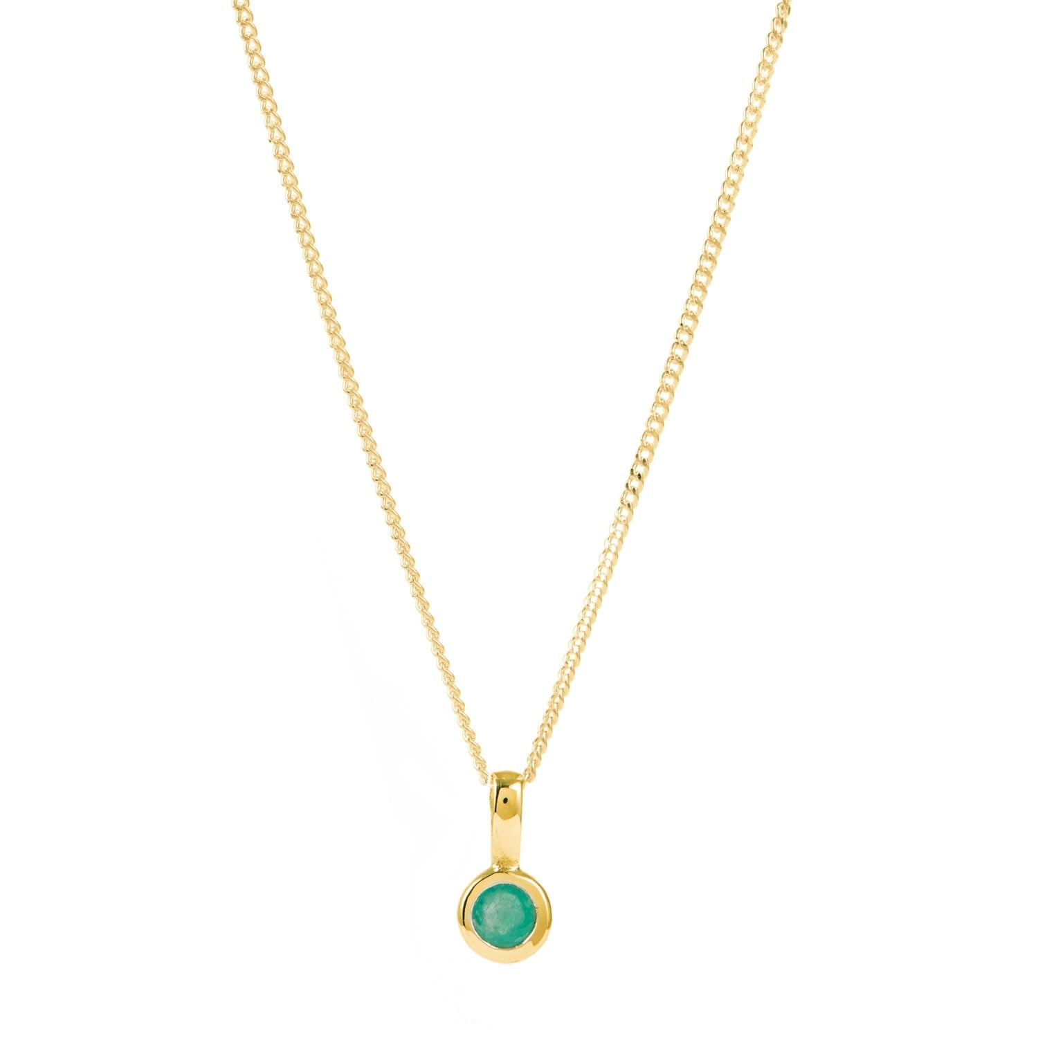 May Birthstone Charm Gold Vermeil Necklace - Emerald