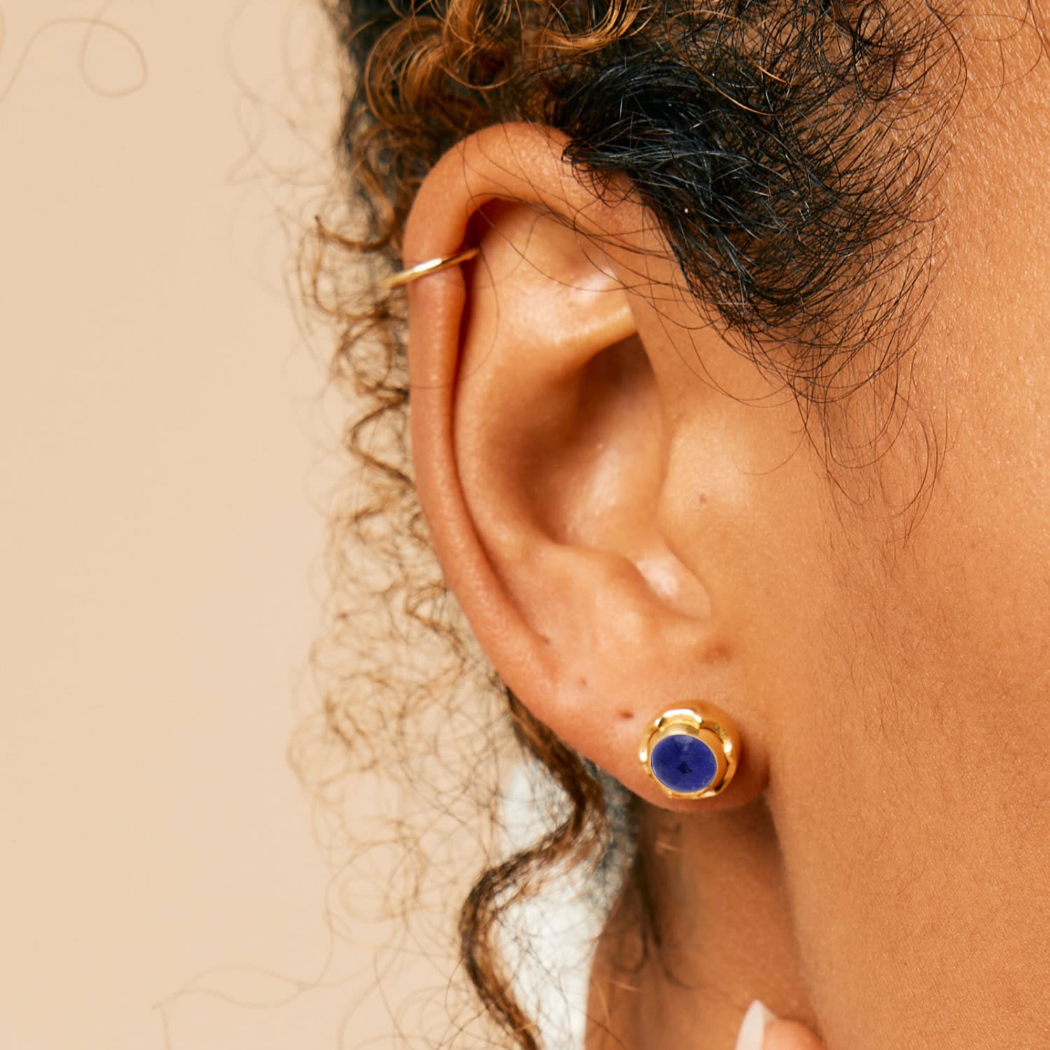 Maya Gold Vermeil Stud Earrings - Lapis Lazuli