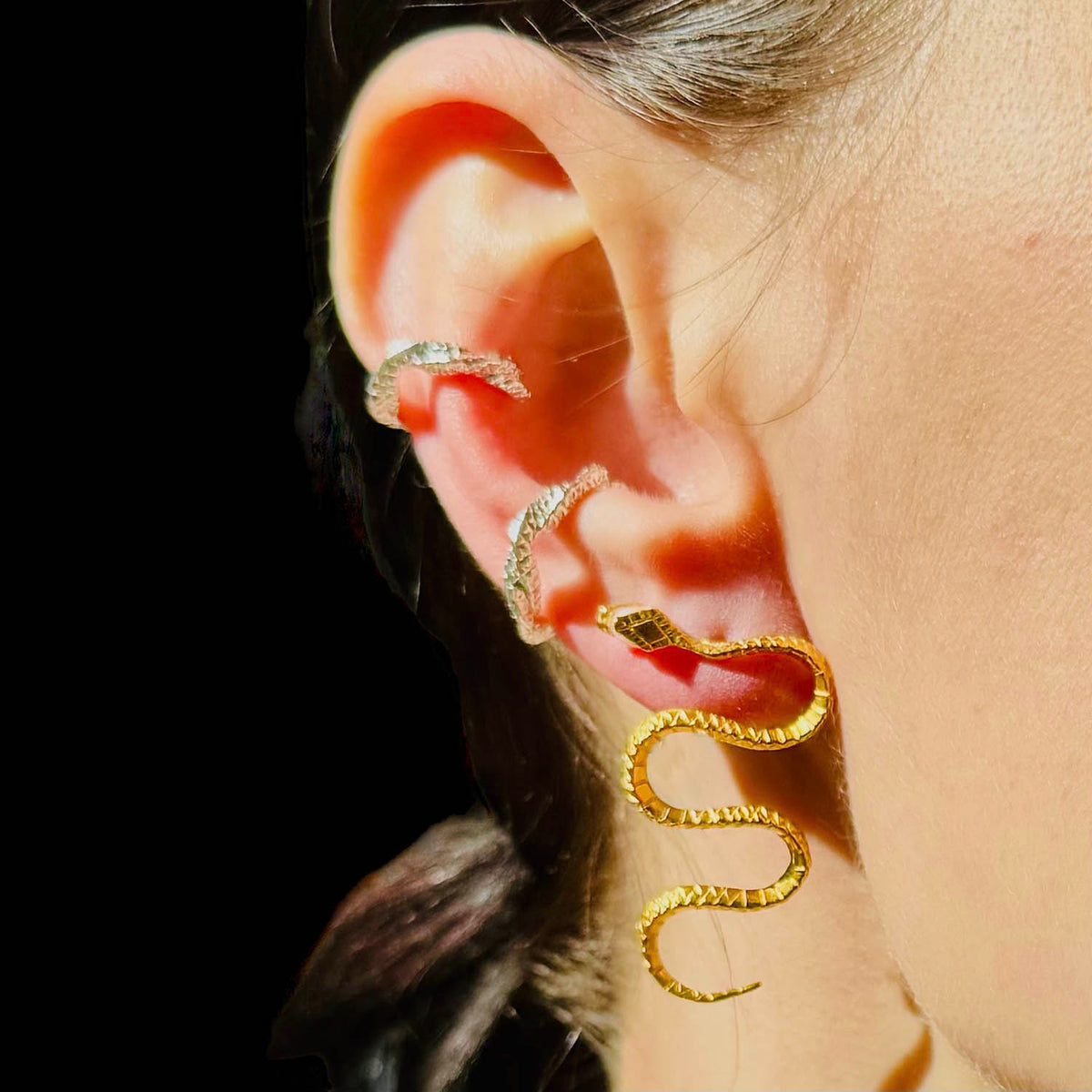 Maya Snake Earrings Gold