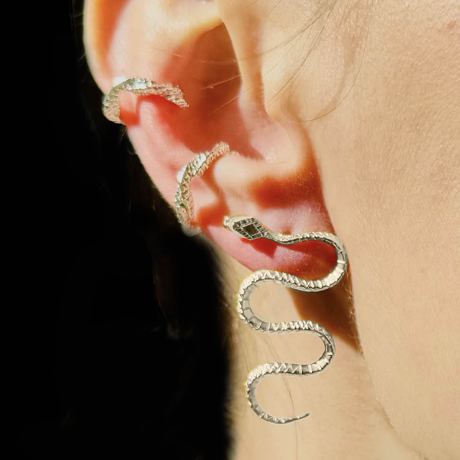 Maya Snake Earrings Silver