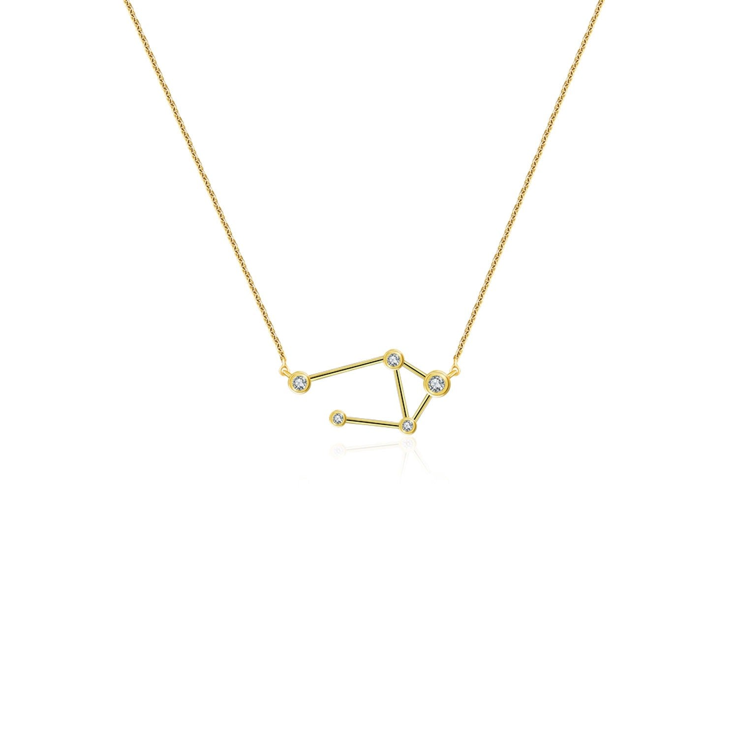 Libra Zodiac Constellation Necklace 18K Yellow Gold & Diamond