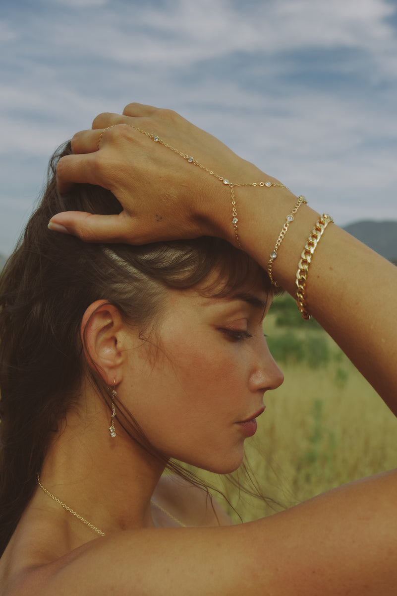 Violet Cz Gemstone Gold Bracelet