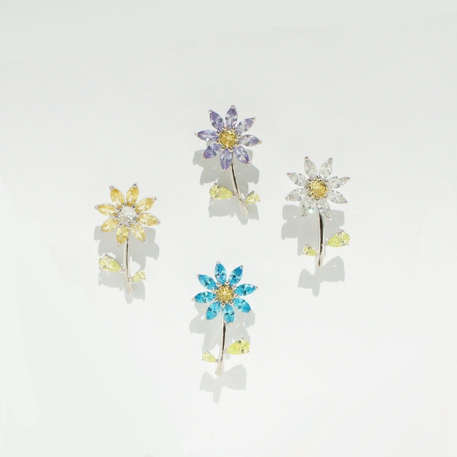 Garden Tales Crystal Daisy Sterling Silver Stud Earrings, Mellow Yellow