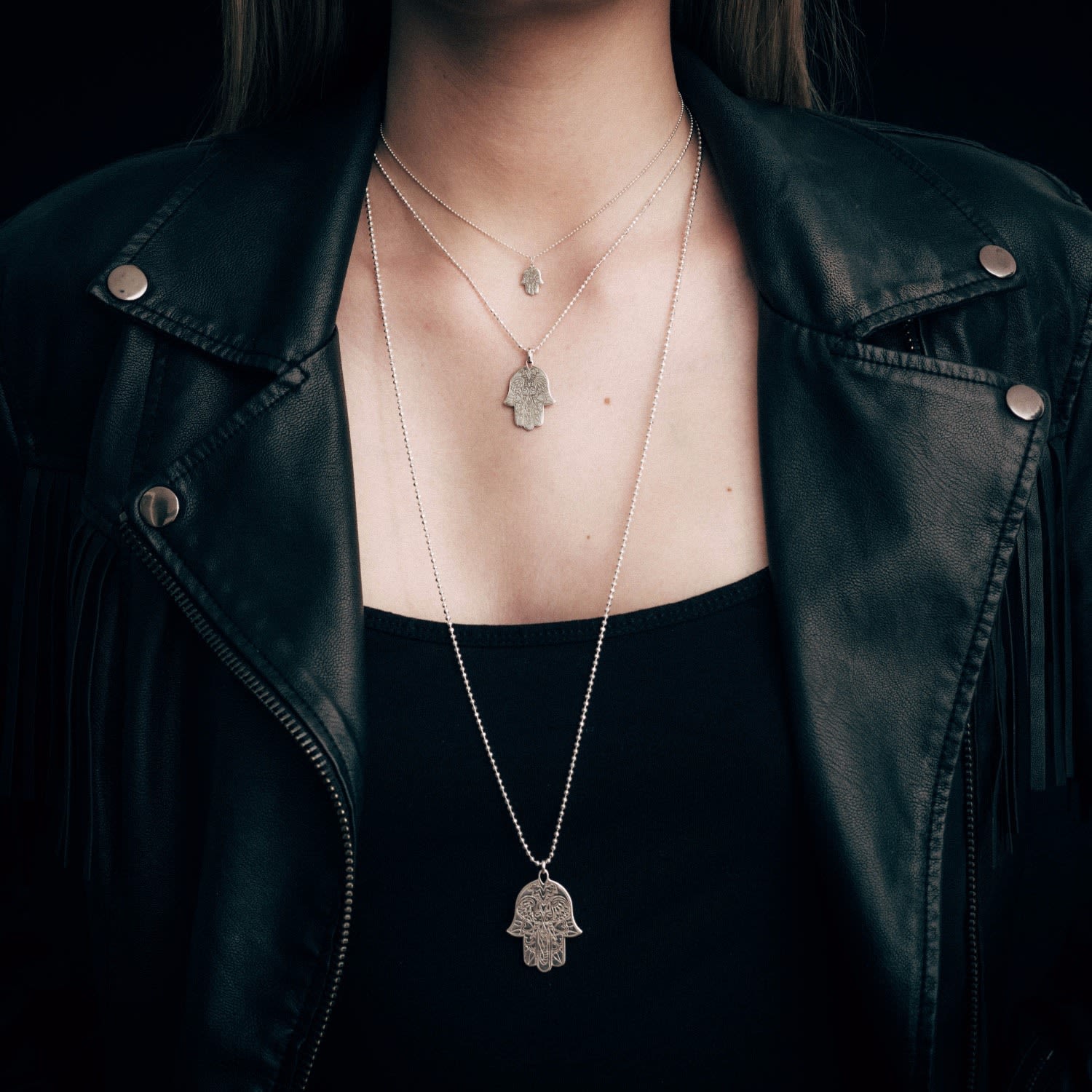 Small Gold Hamsa Hand Pendant Necklace