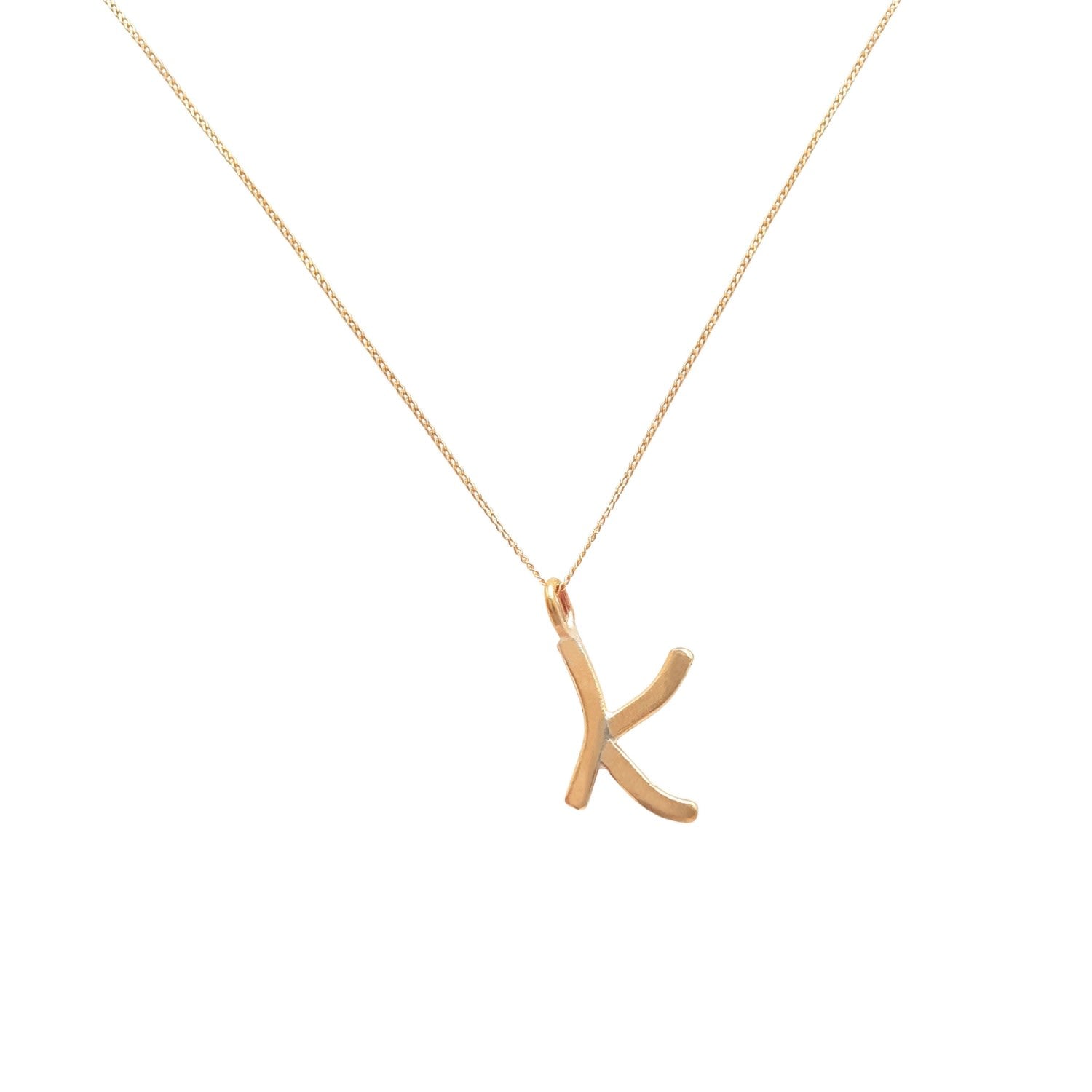 Solid Gold Letter K Pendant Necklace
