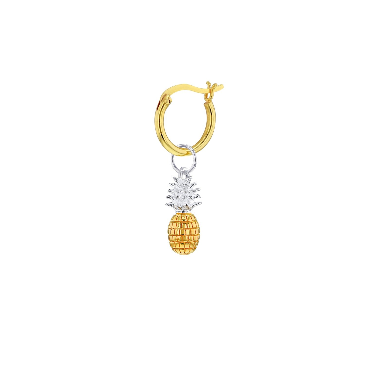Mini Pineapple Pendant 2Tone 18Kt Gold Plated & Sterling Silver On Gold Chain