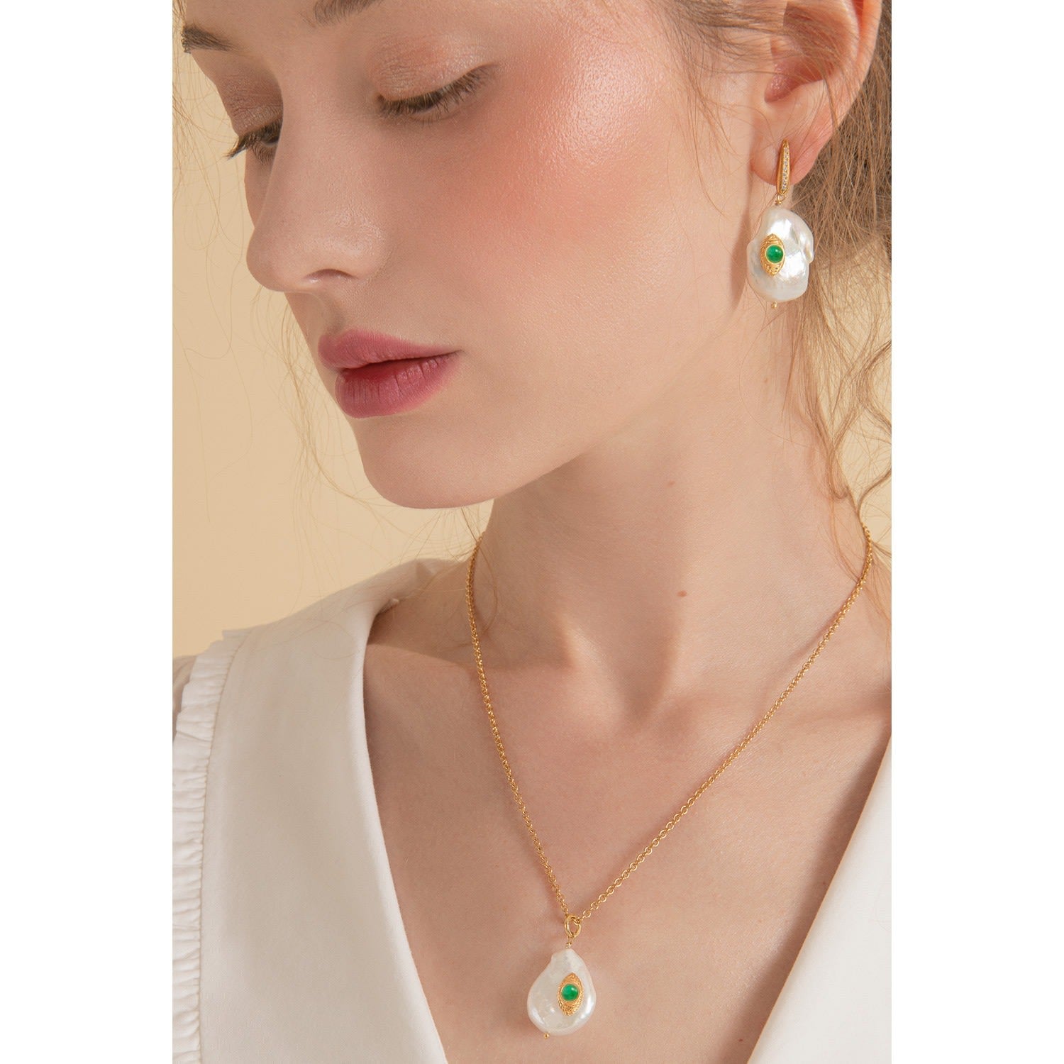 The Eye Pearl & Emerald Earrings