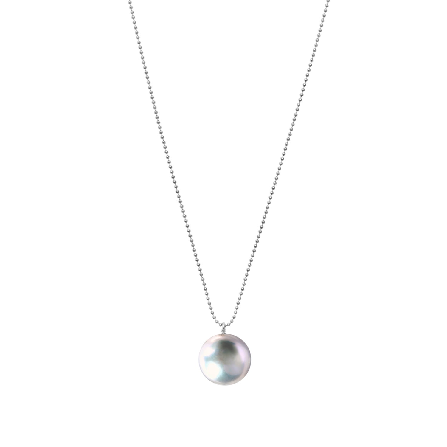 Orbis Grey Pearl Pendant Necklace - Silver