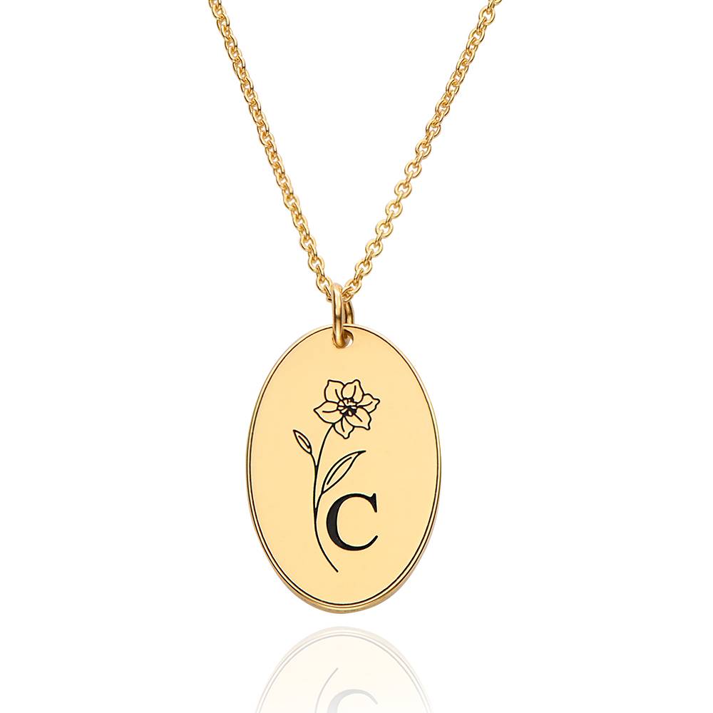 Prairie Birth Flower Initial Necklace in 18K Gold Vermeil