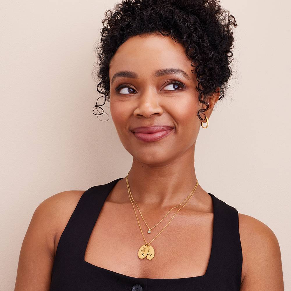 Prairie Birth Flower Initial Necklace in 18K Gold Vermeil