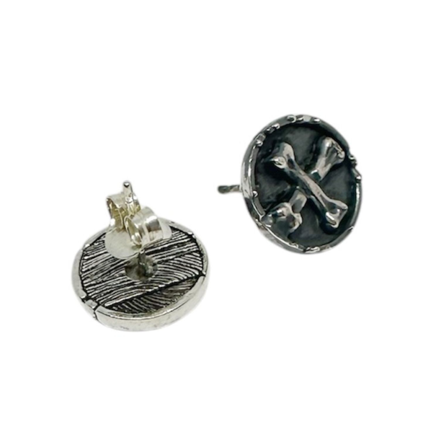 Medaglie Stud Bones Skull Silver Earrings