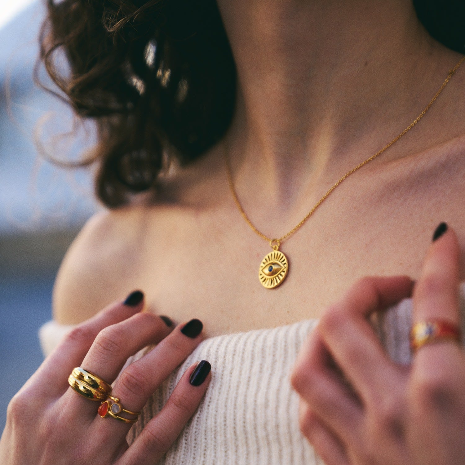Medallion Of The Eye - Pendant Necklace 24K Gold Plated