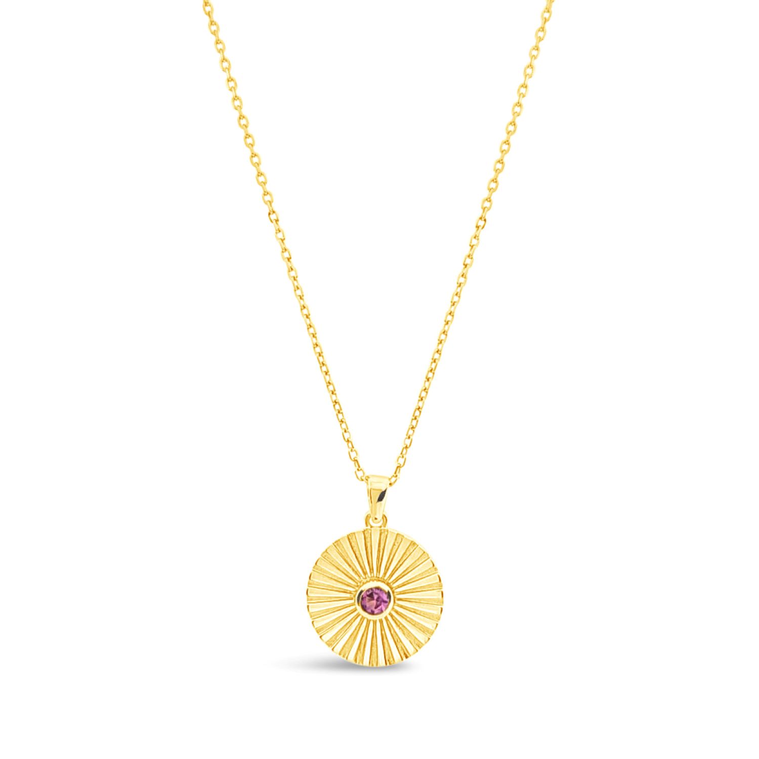 Medallion Pendant-Pink Cz-Gold