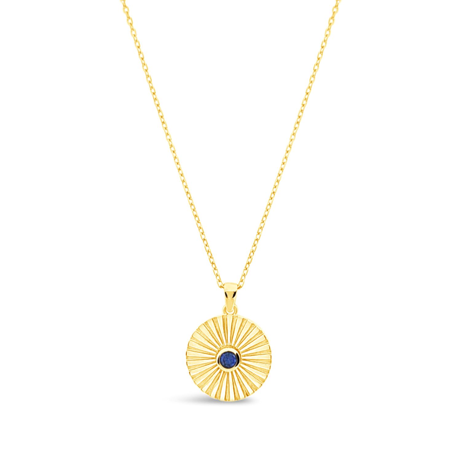 Medallion Pendant-Synthetic Sapphire-Gold