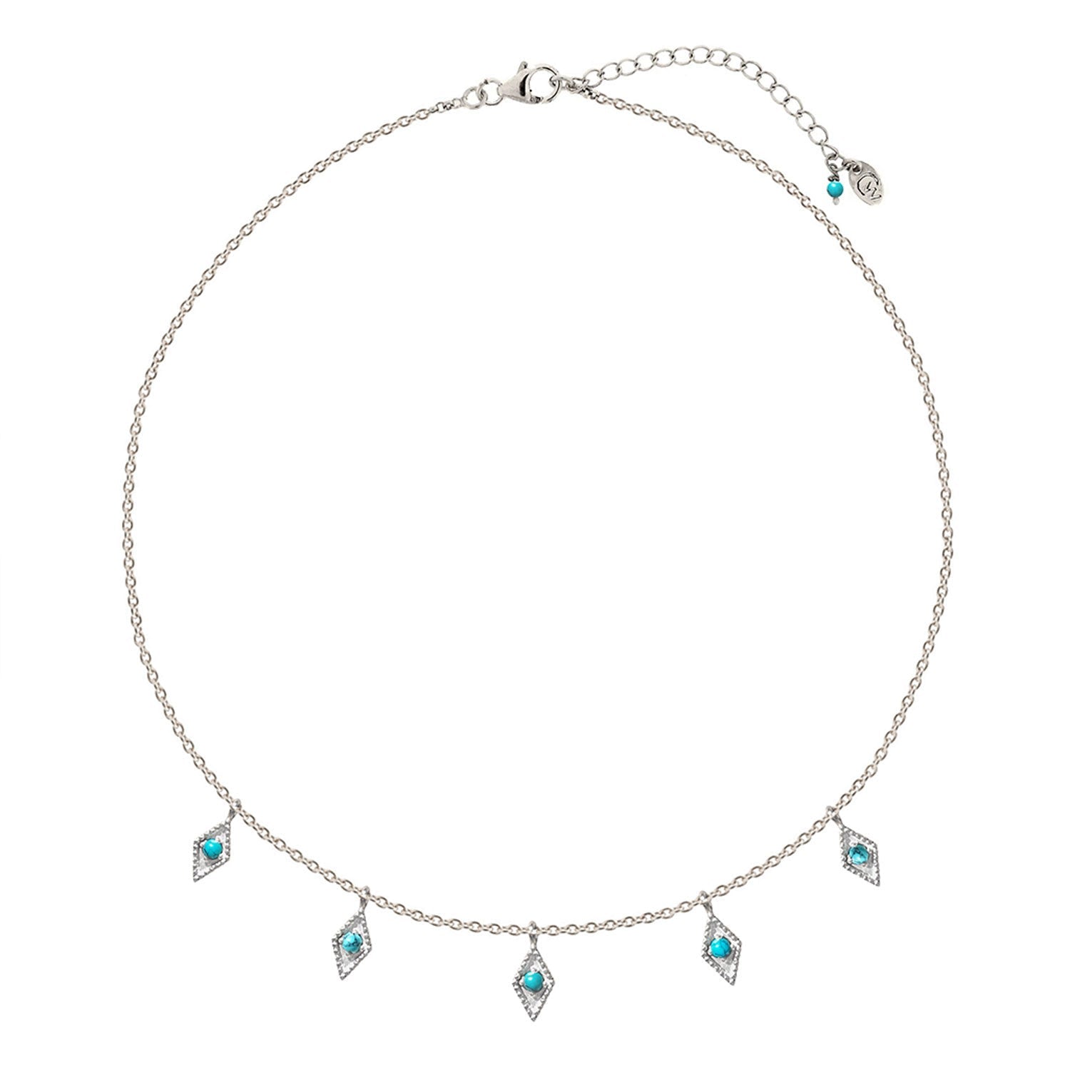Medina Silver Charm Necklace - Turquoise