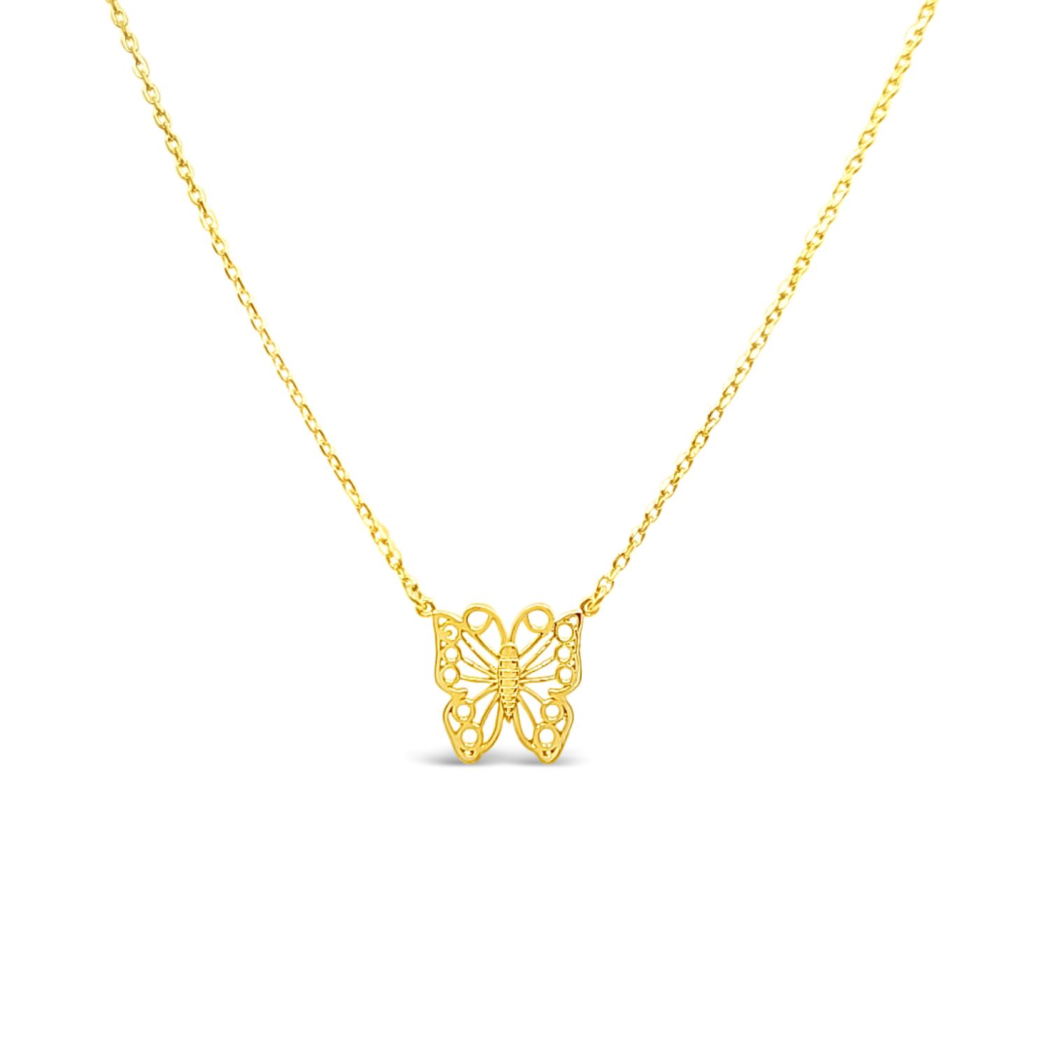 Medium Filigree Butterfly Necklace-Gold