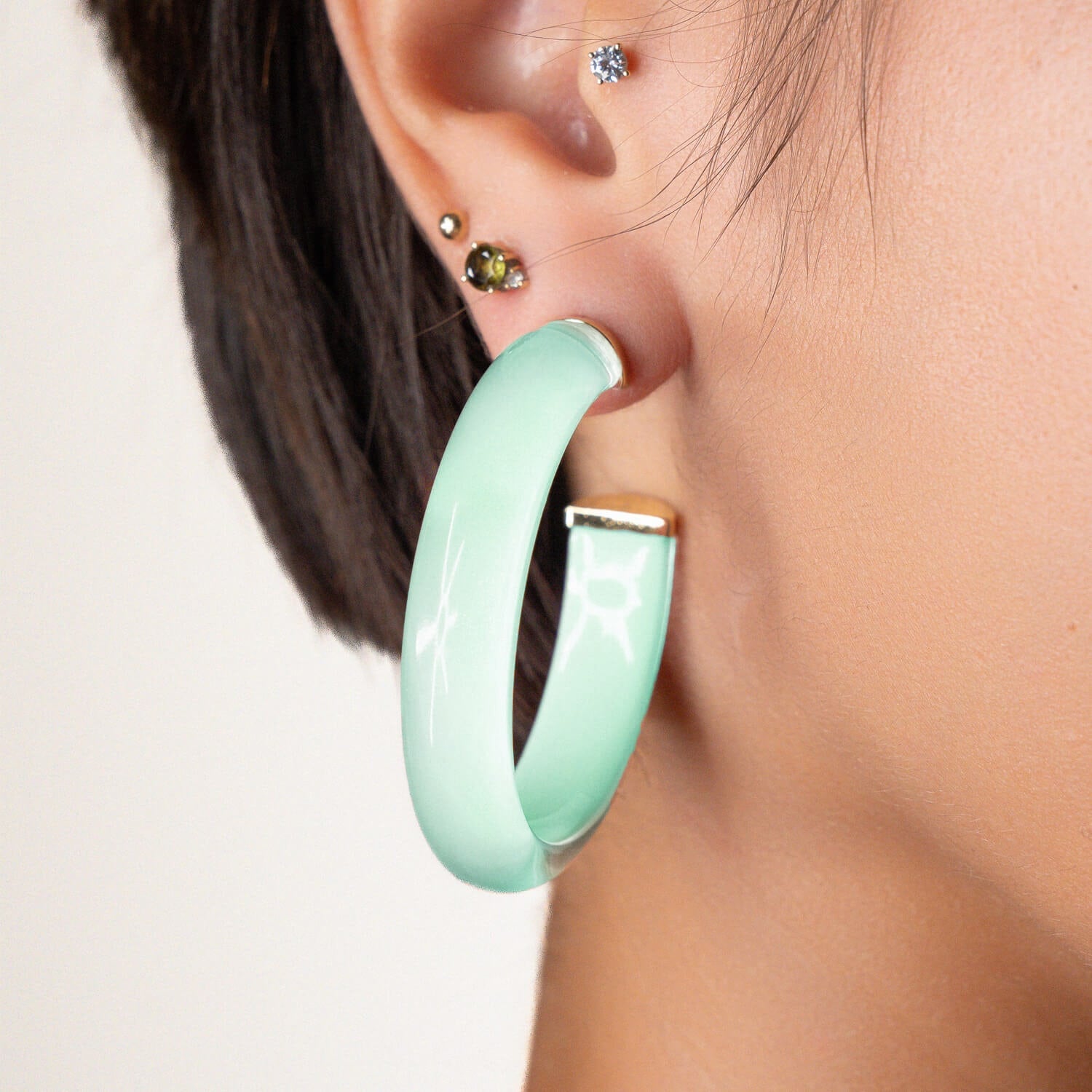 Medium Illusion Hoops In Mint Green