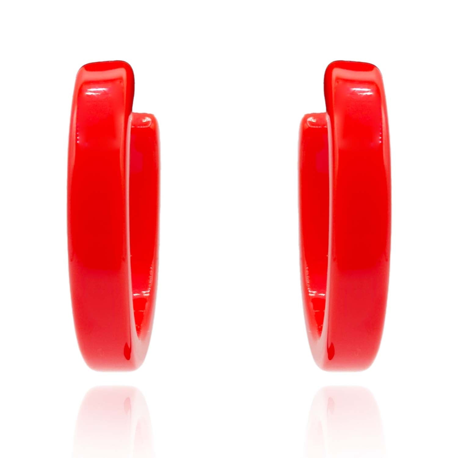 Medium Orange Resin Hoop Earrings