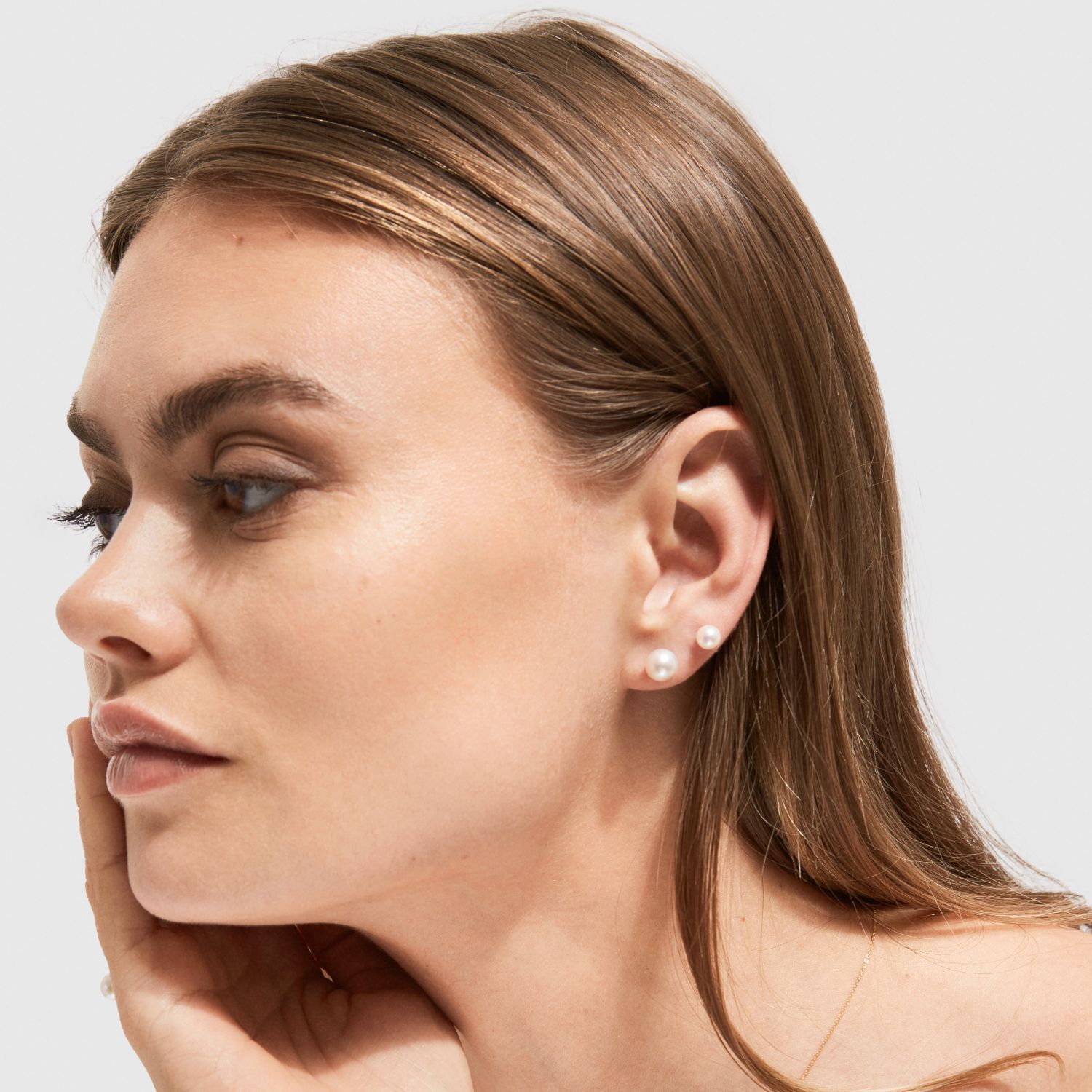 Medium White Pearl Studs Earrings - Solid 9Ct Gold