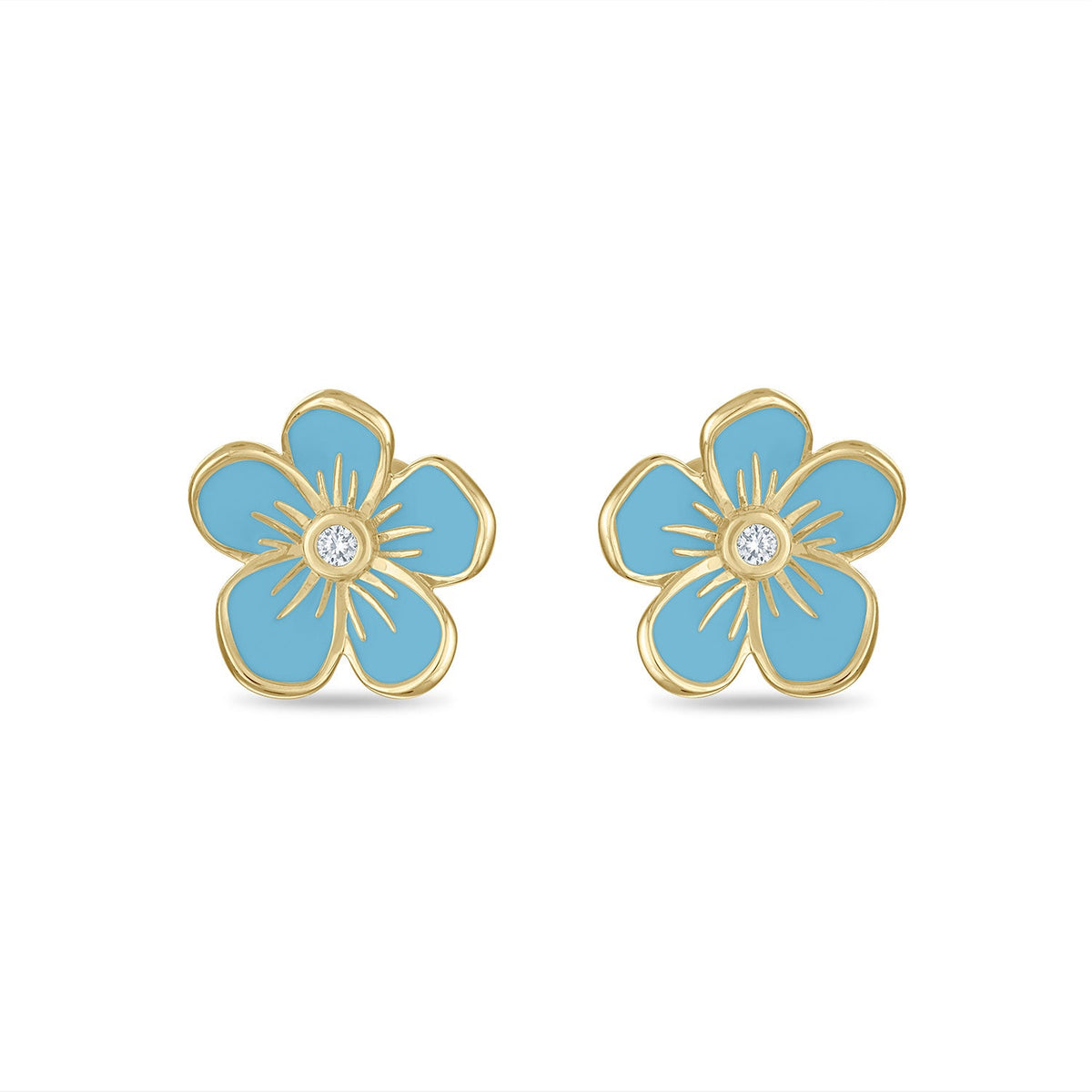 Medium Florette Studs in Forget-Me-Not Blue