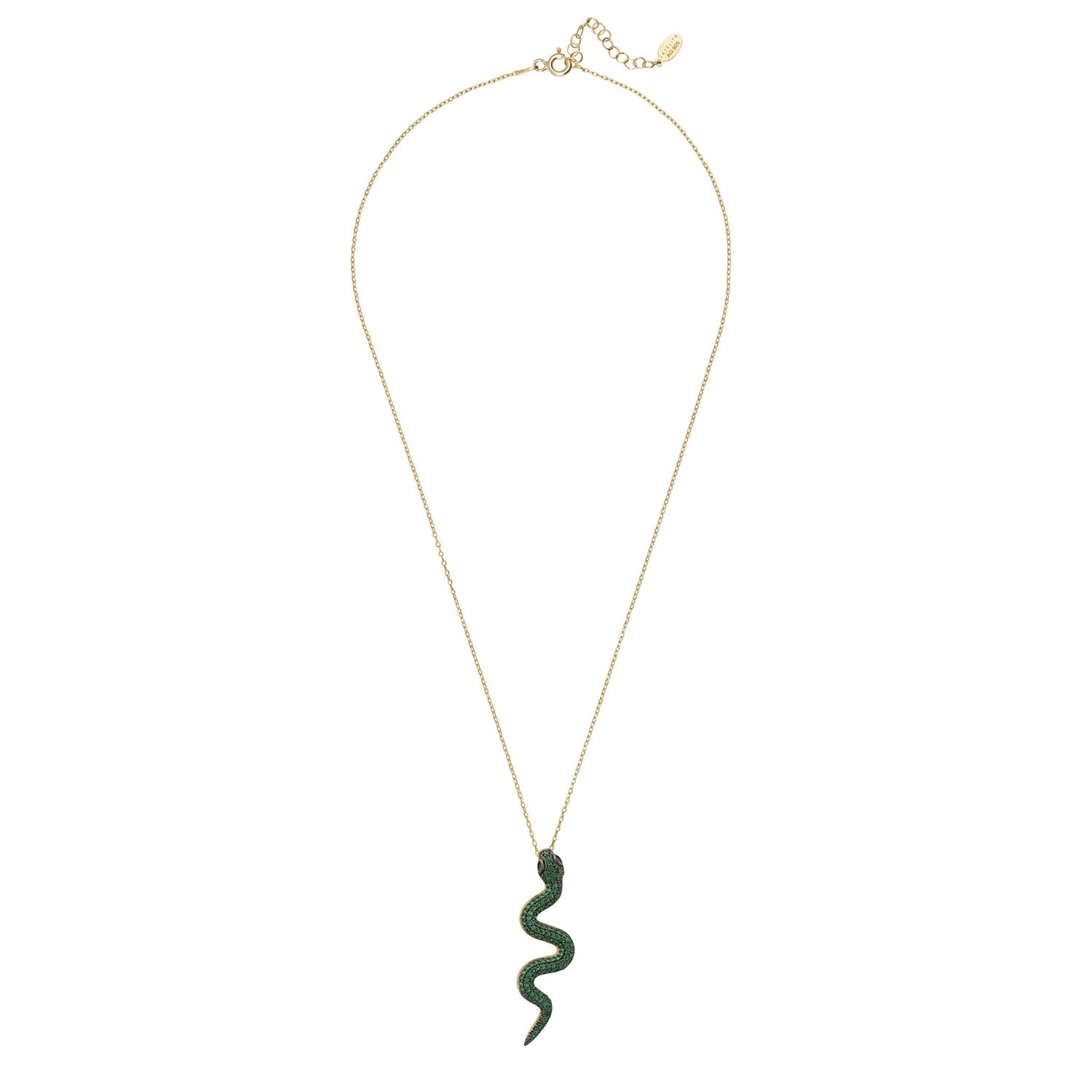 Medusa Snake Pendant Necklace Gold Cz