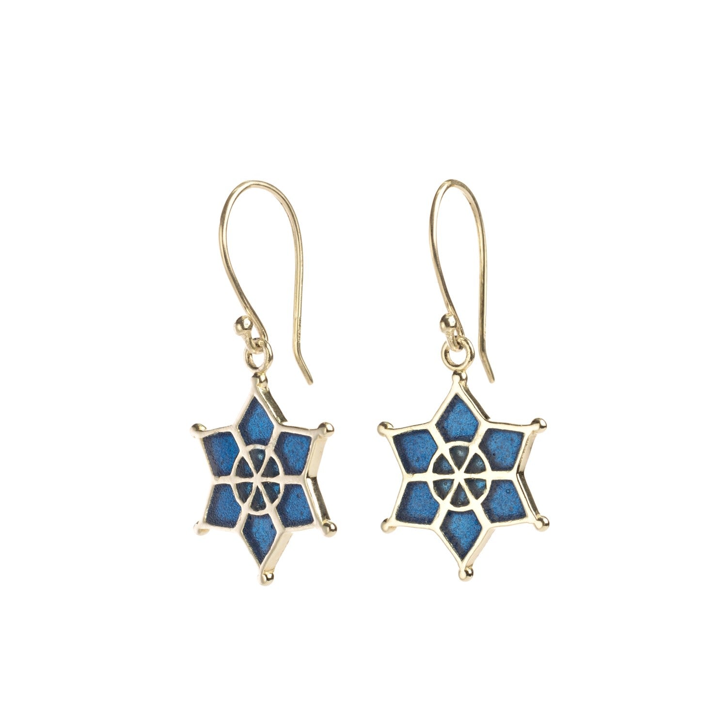Meena Star Earrings - Sterling Silver & Indigo Blue Enamel