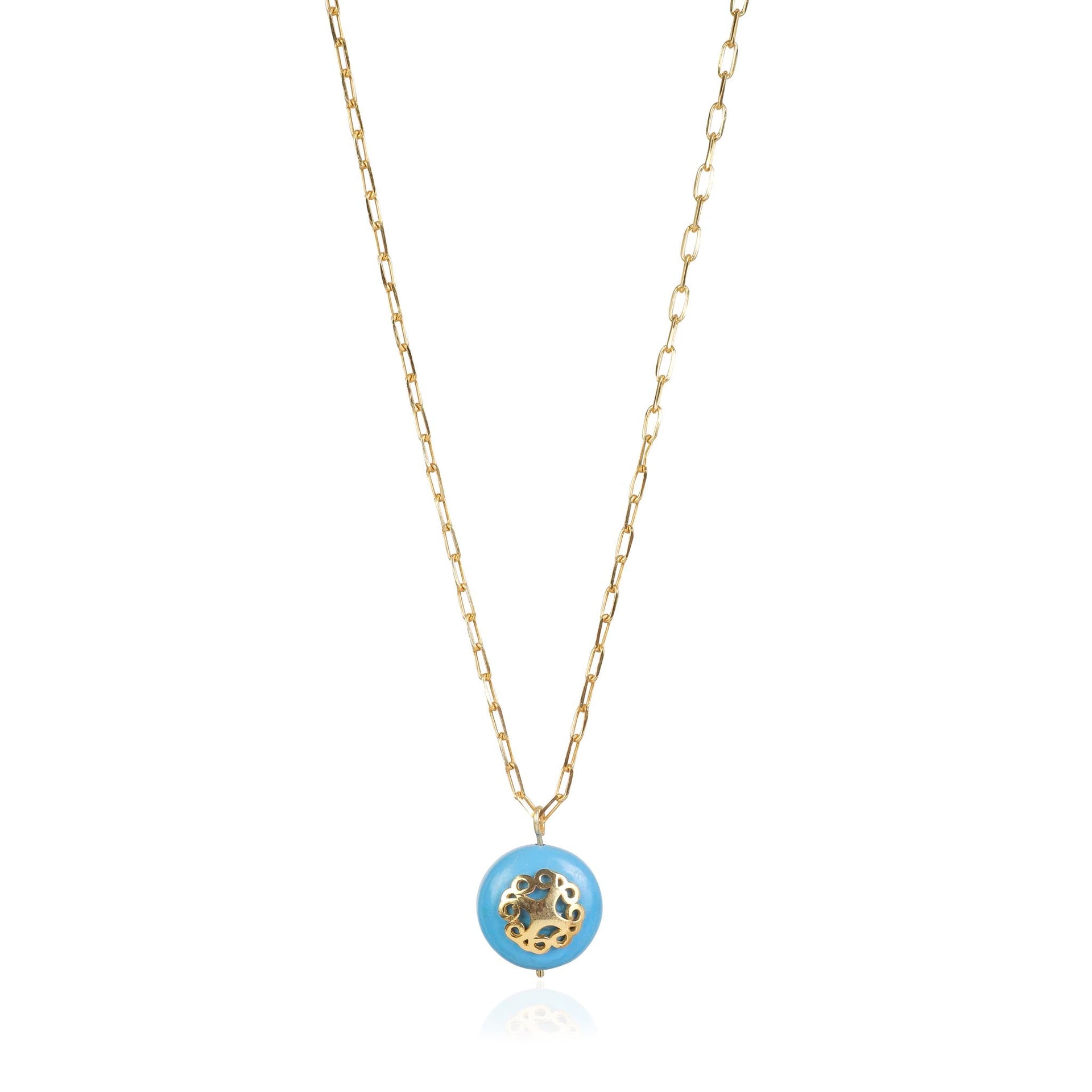 Turquoise Stone Pendant With Filigree
