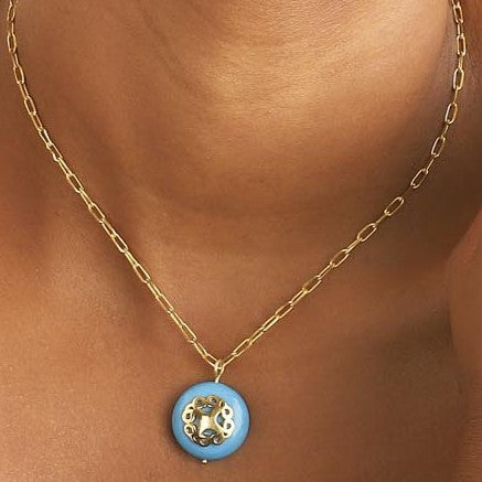 Turquoise Stone Pendant With Filigree