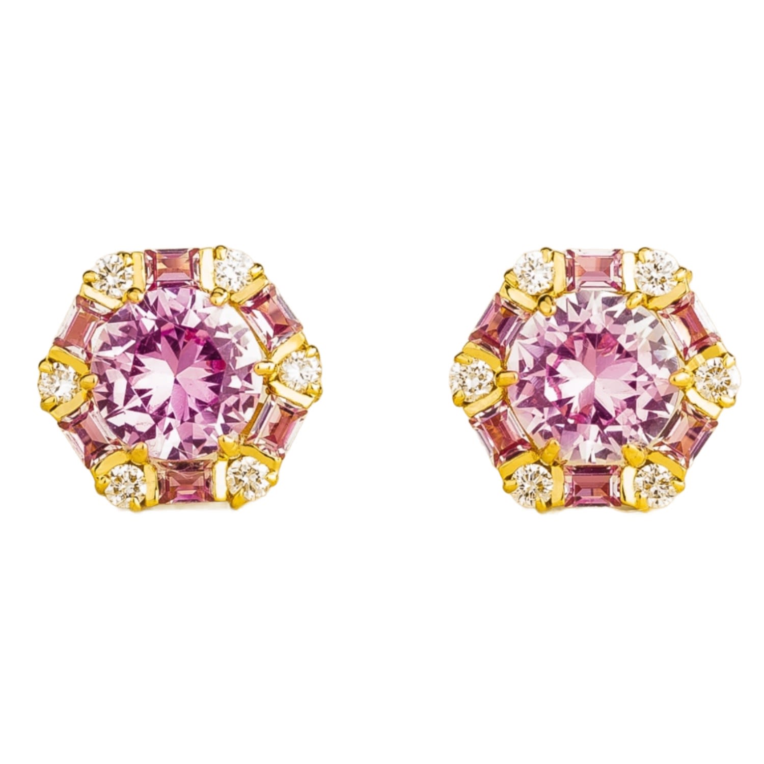 Melba Gold Earrings Pink Sapphire And Diamond