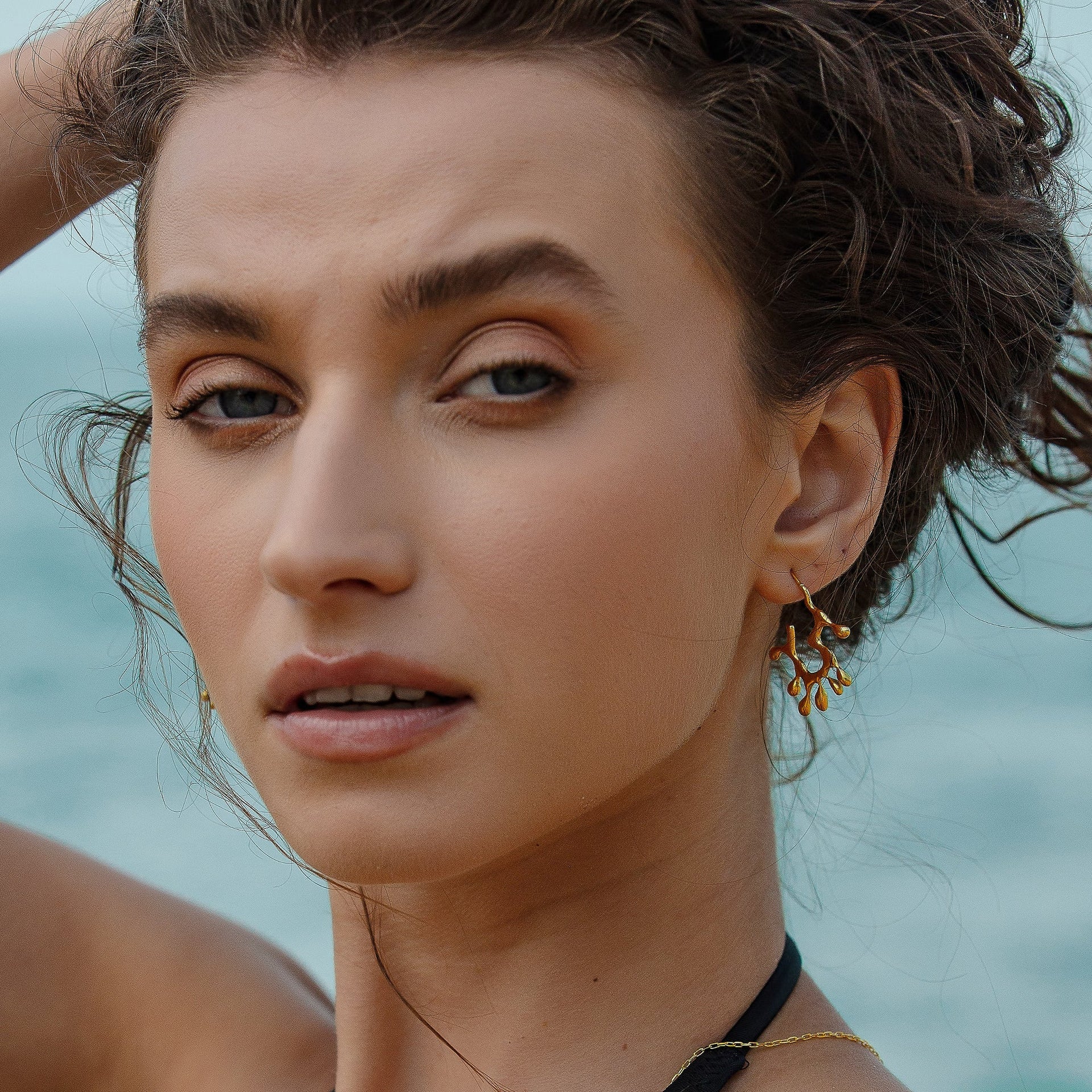 Melting And Dripping Irregular Gold Hoop Earrings