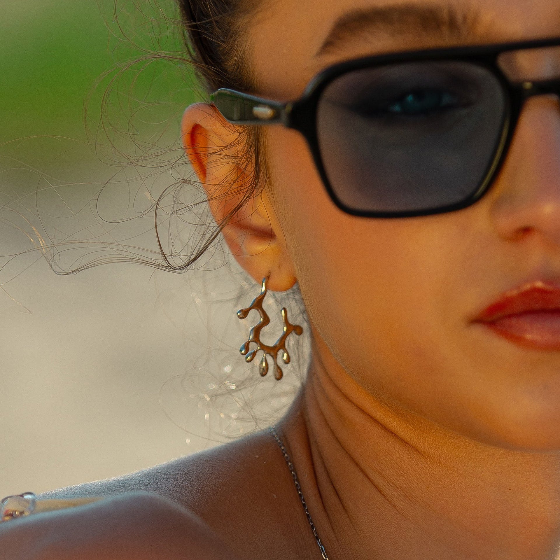 Melting And Dripping Irregular Silver Hoop Earrings