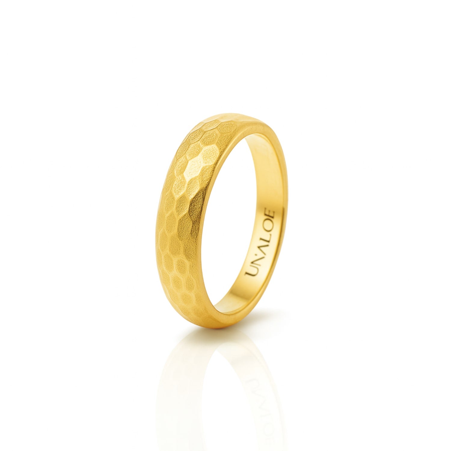 Women’s Classic Hammered Sterling Silver Band With Gold Plating
