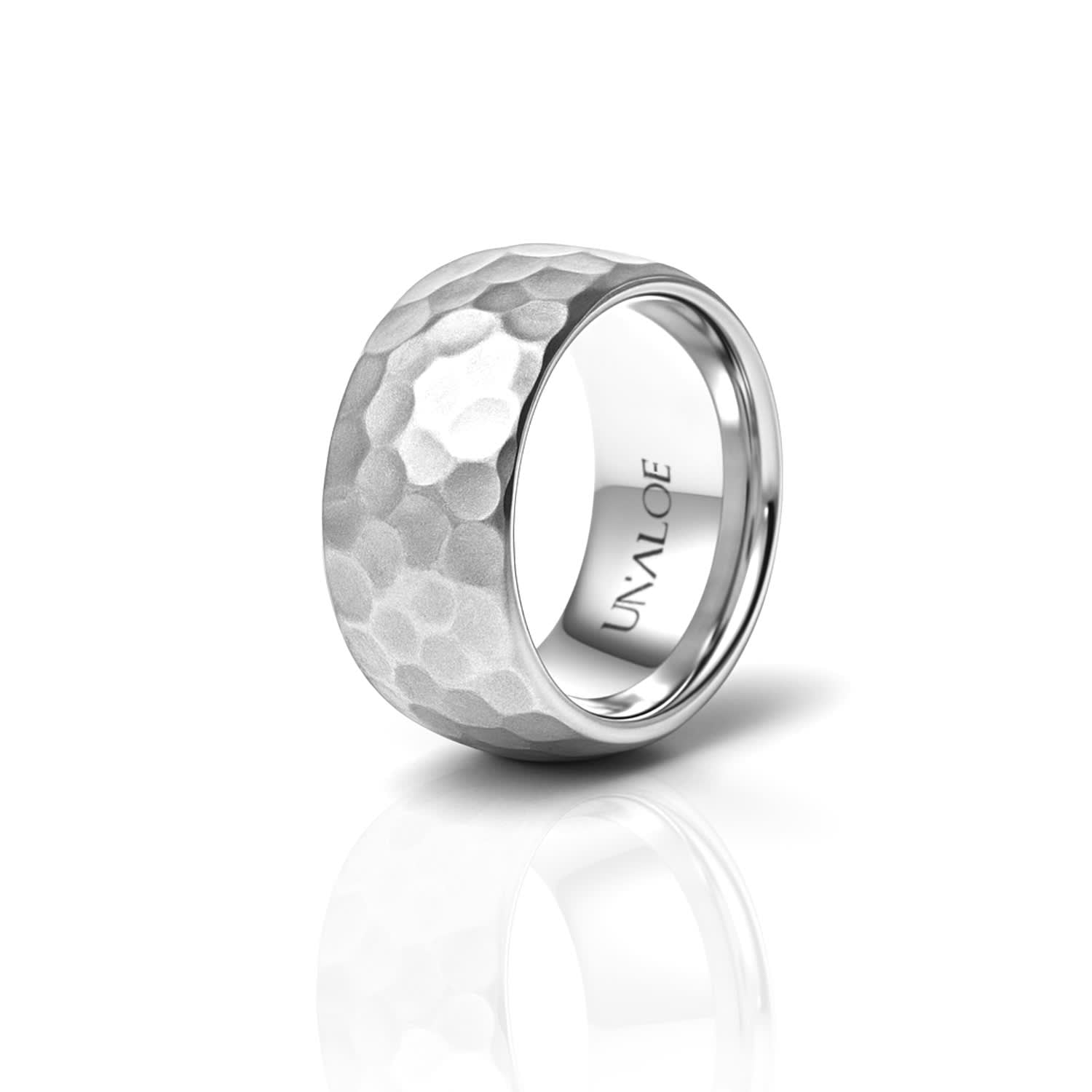 Classic Women's Domed Silver Band With Hammered Texture