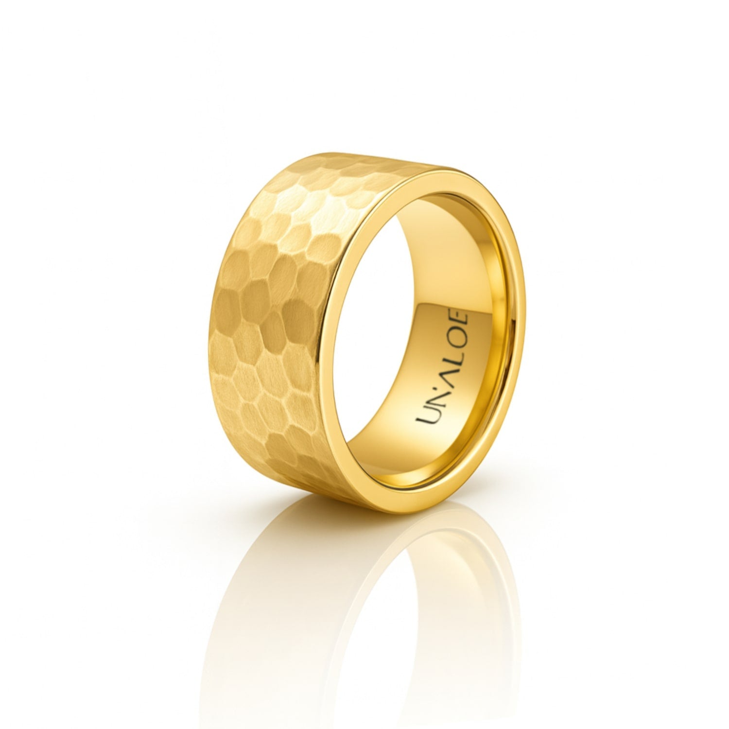 Elegant Gold Plated Hammered French-Style Silver Band For Women