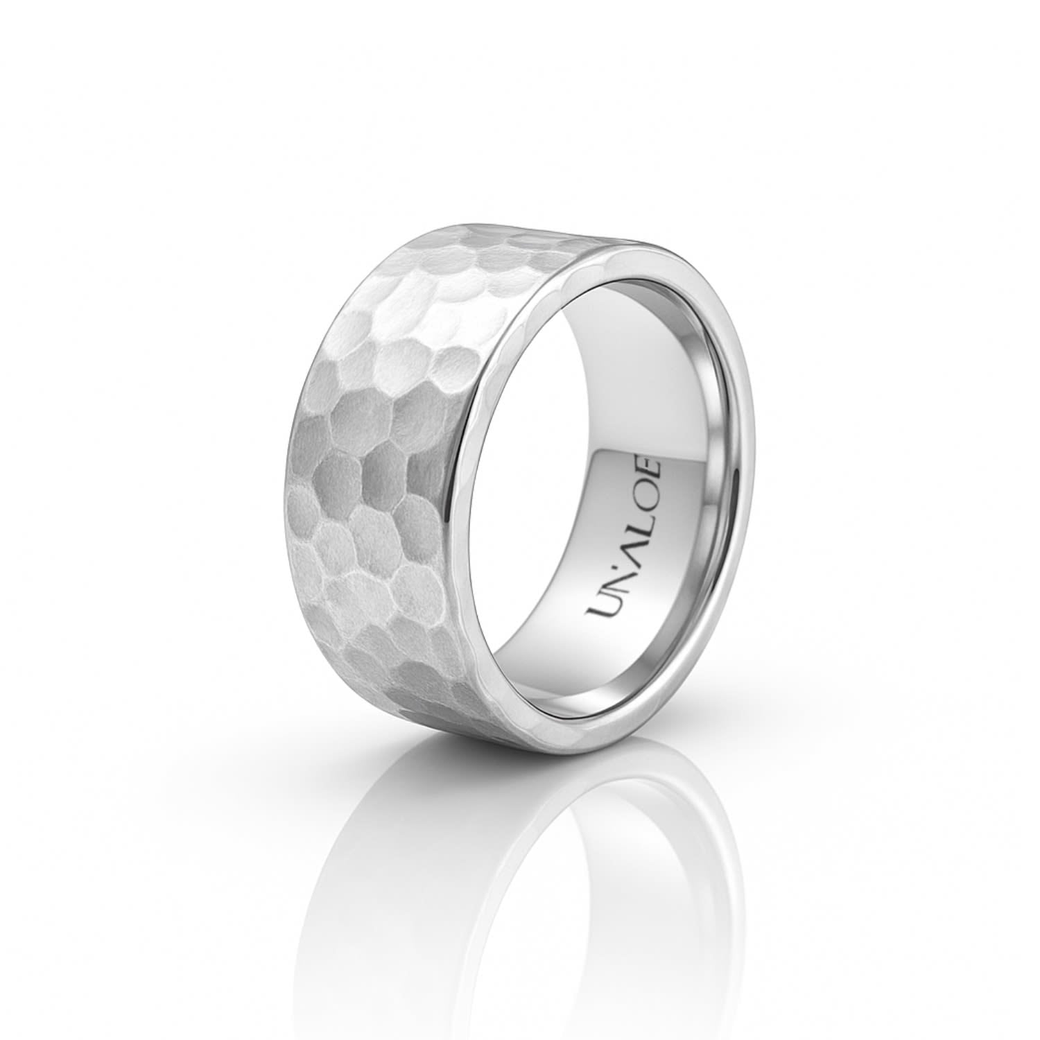 Elegant Hammered French-Style Silver Band For Women