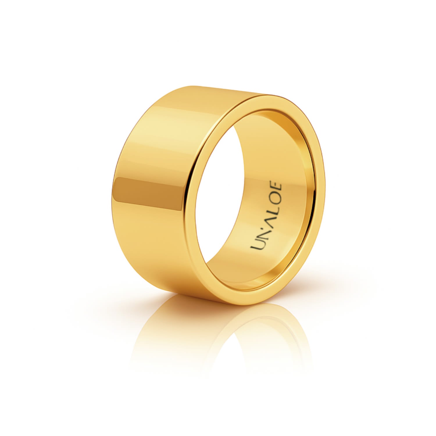 Women's Wide Smooth French-Edge Sterling Silver Band With Gold Plating: Timeless Elegance