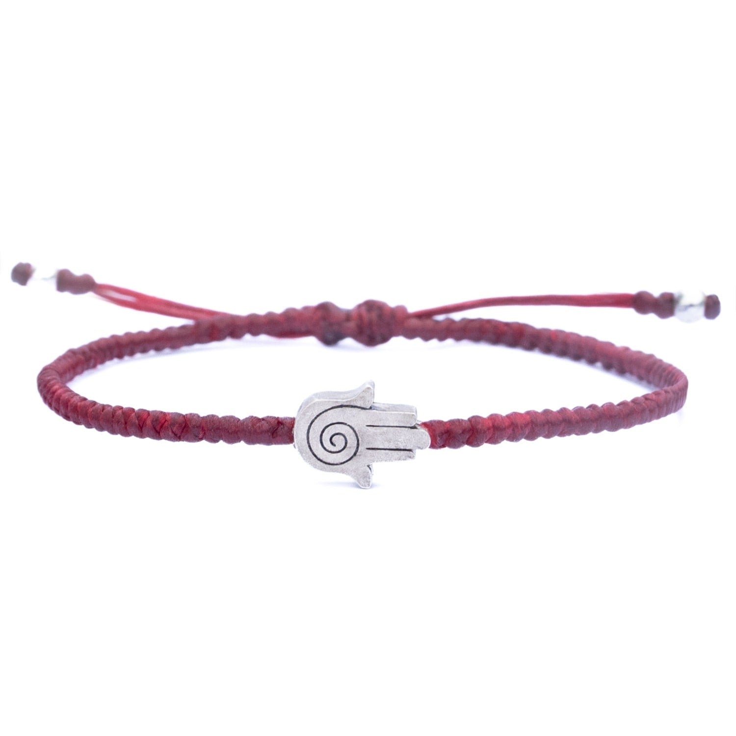 Womens Sterling Silver & Red Rope Hamsa Bracelet