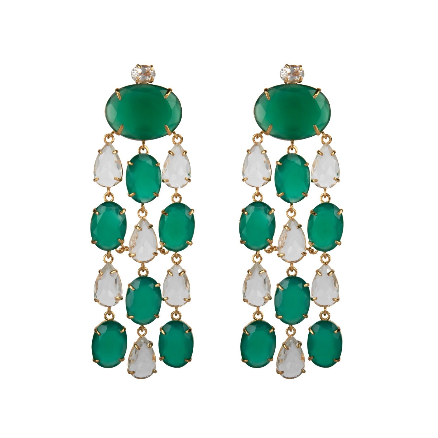 Mercedes Earrings Green Onyx Pierced