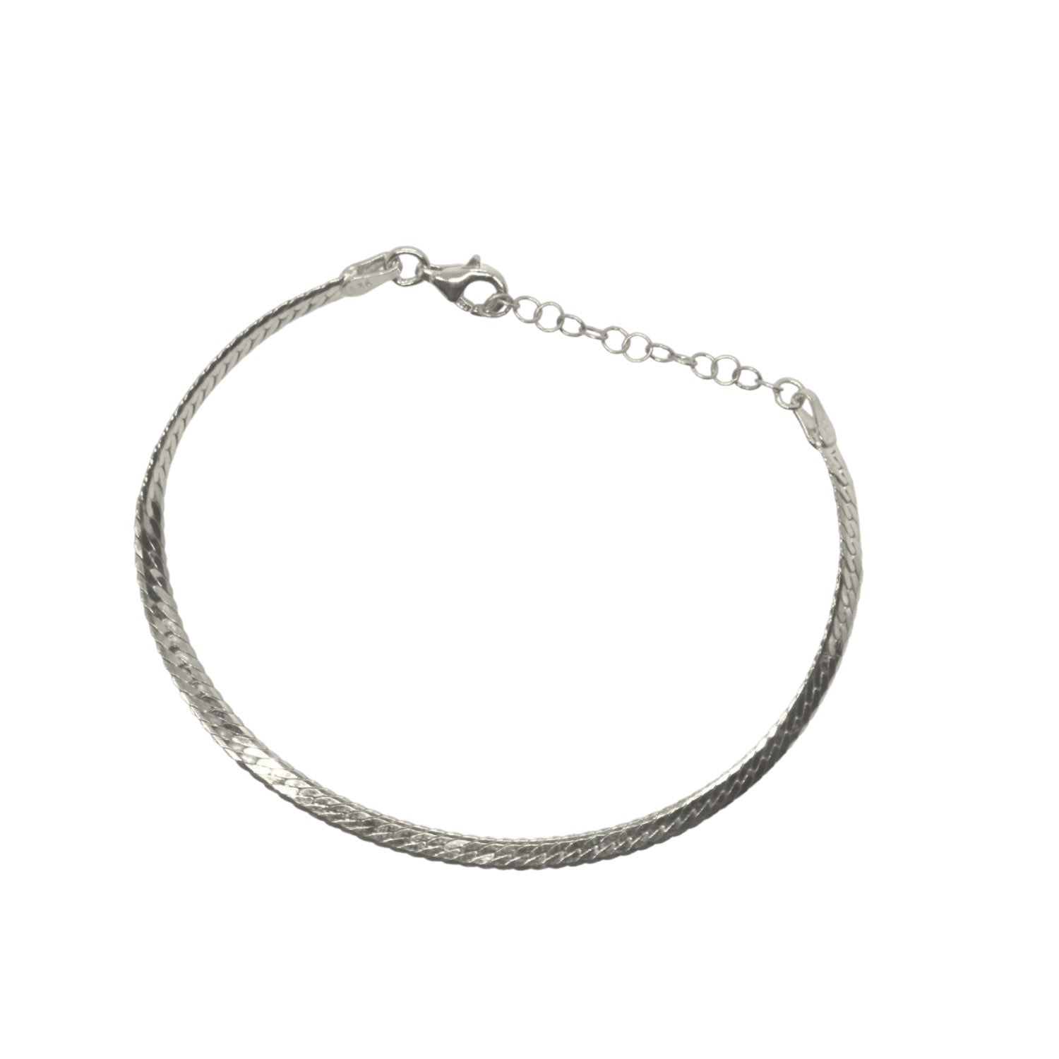 Italian Sterling Silver Herringbone Bracelet - Silver