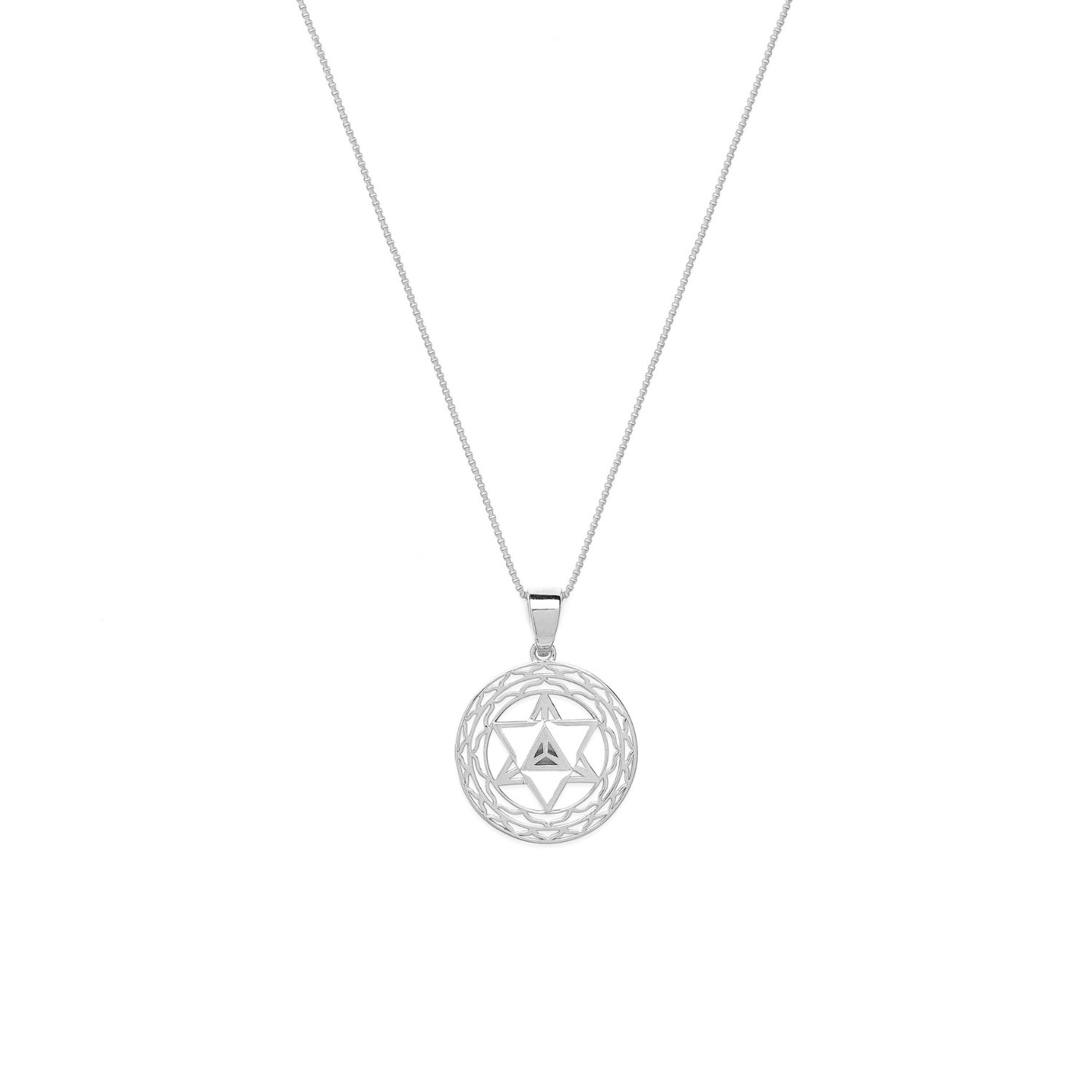 Merkaba Star, Spiritual Ascension Necklace, White Rhodium