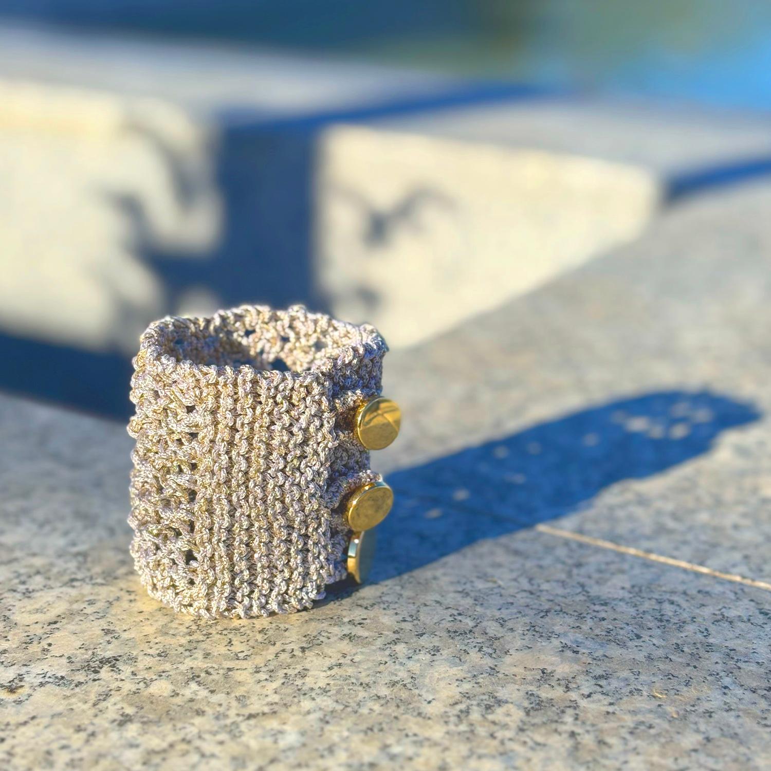 Mesh Stitch Bracelet | Handmade | Gold