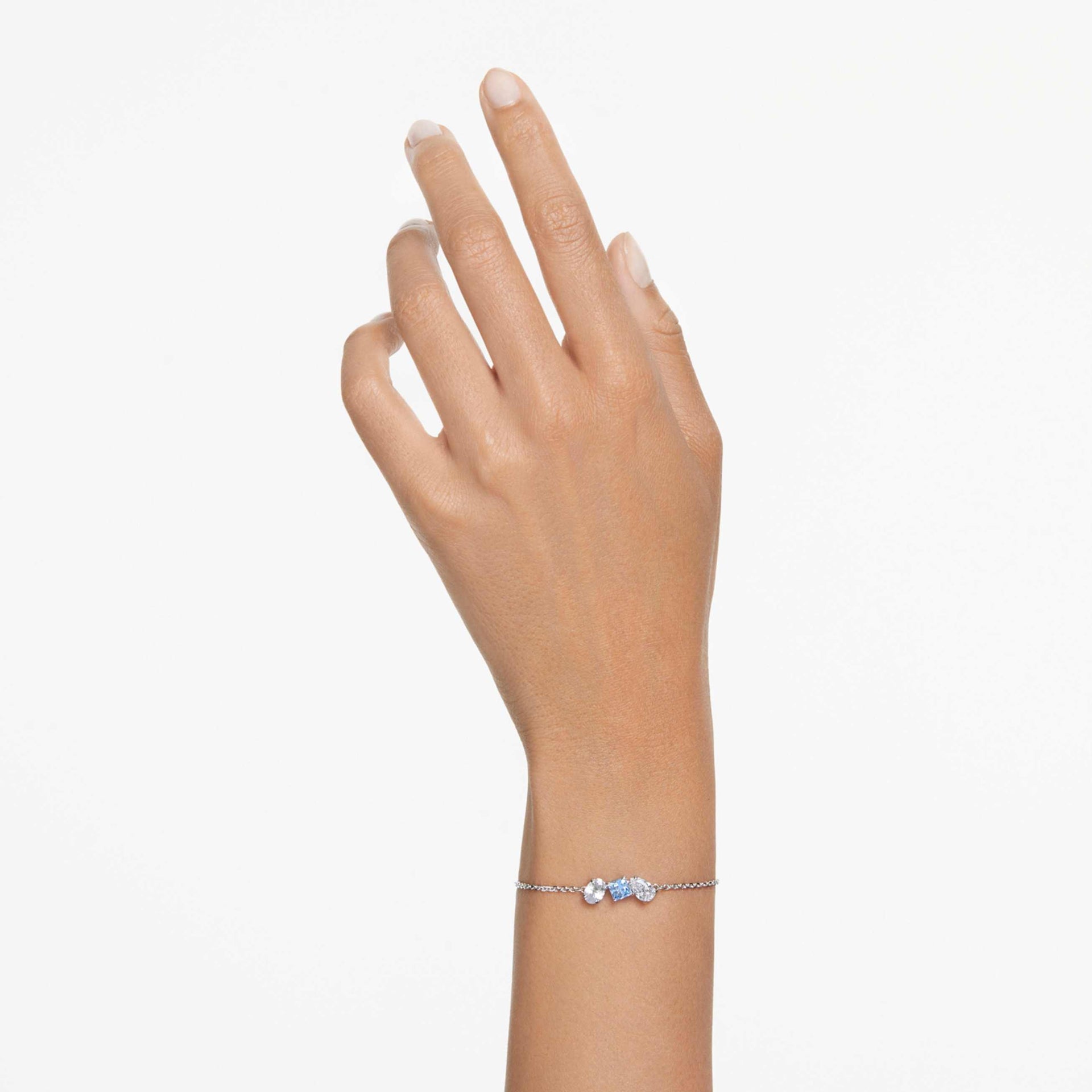 MESMERA BRACELET MIXED CUTS BLUE RHODIUM PLATED