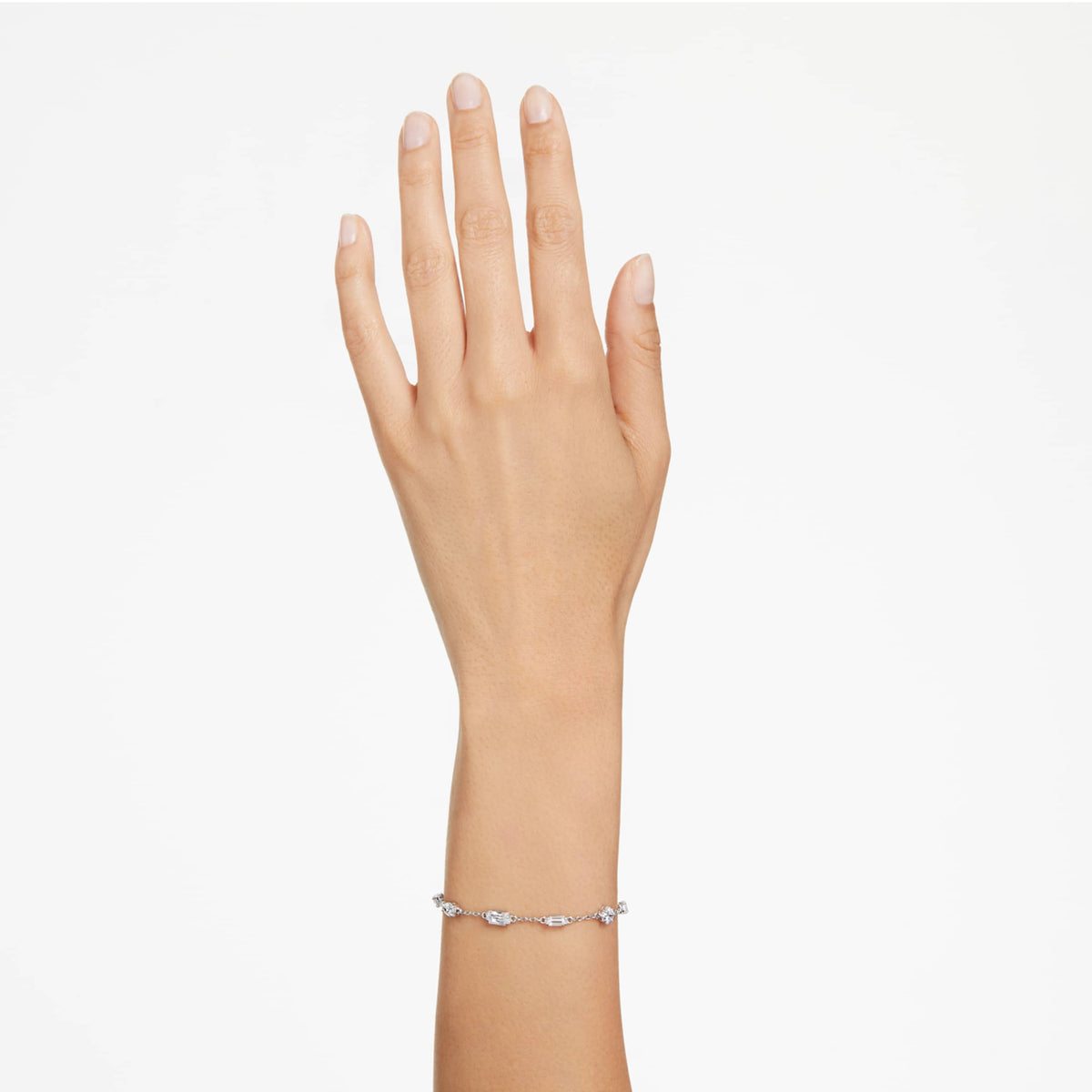 MESMERA BRACELET MIXED CUTS SCATTERED DESIGN WHITE RHODIUM PLATED