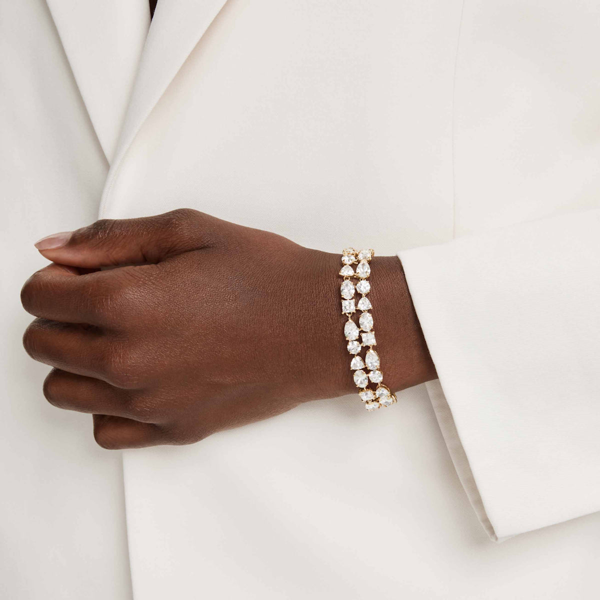 MESMERA BRACELET MIXED CUTS WHITE GOLD TONE PLATED