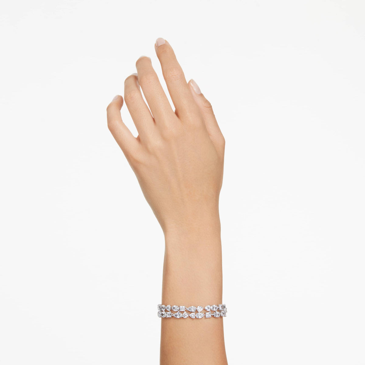 MESMERA BRACELET MIXED CUTS WHITE RHODIUM PLATED