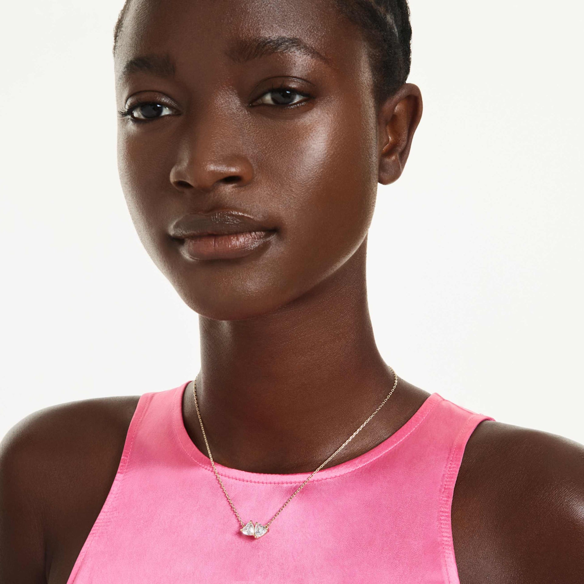 MESMERA NECKLACE HEART WHITE GOLD TONE PLATED