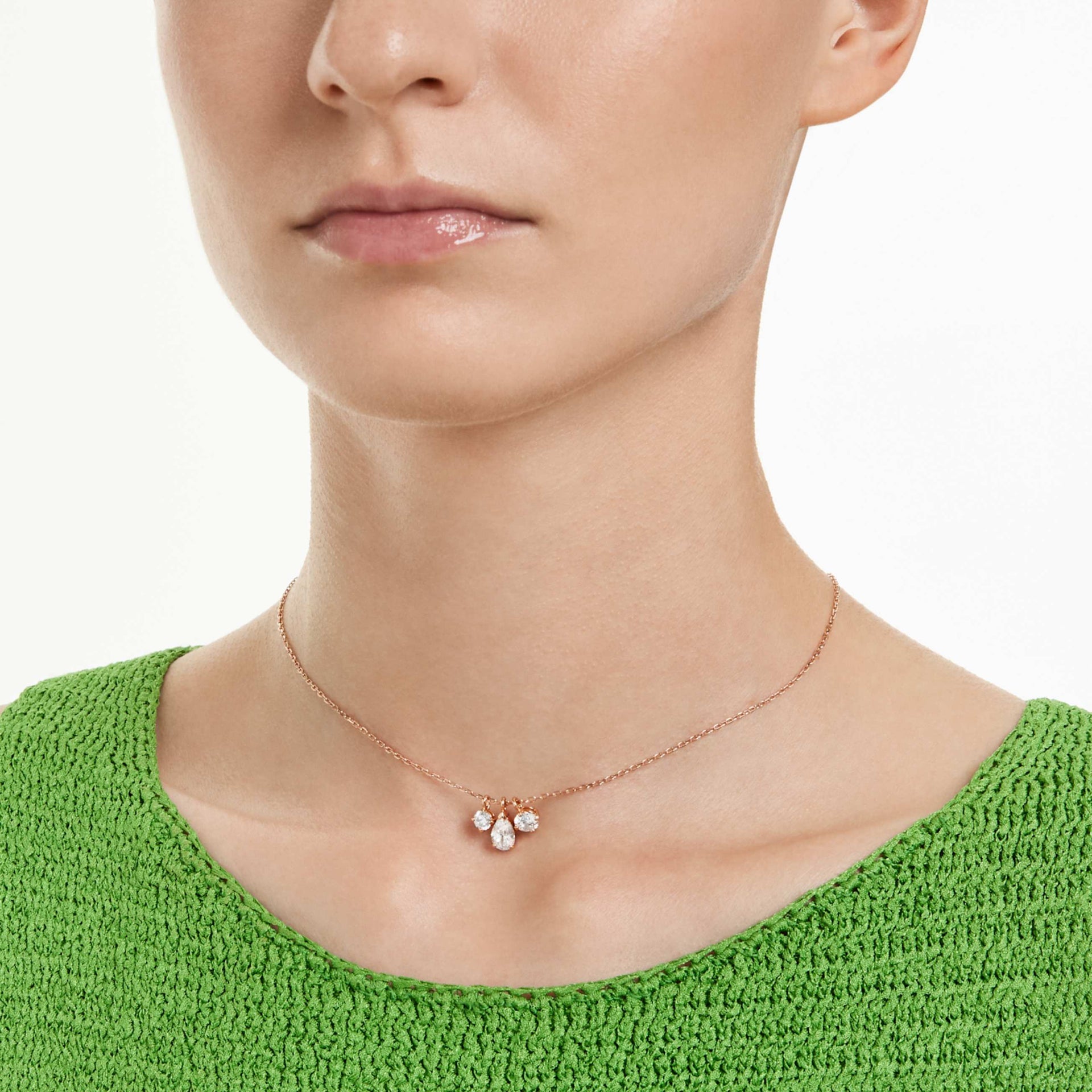 MESMERA PENDANT MIXED CUTS WHITE ROSE GOLD TONE PLATED