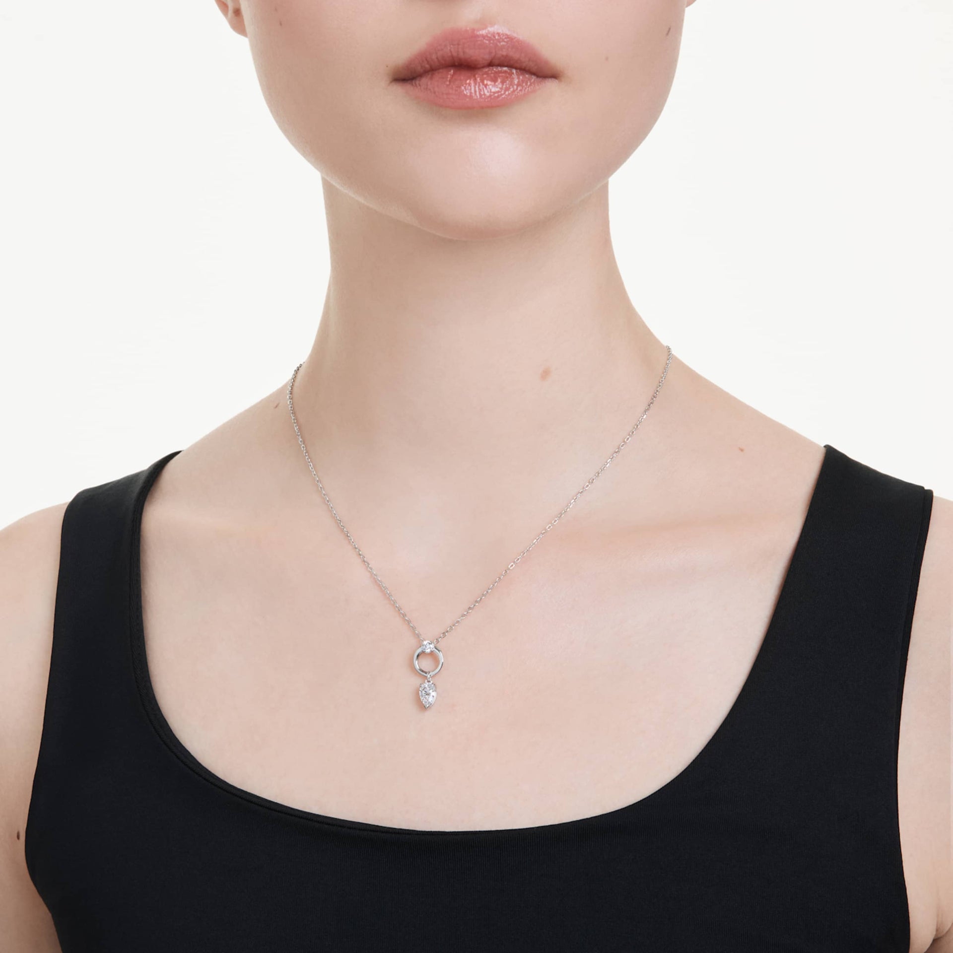 MESMERA PENDANT PEAR CUT WHITE RHODIUM PLATED
