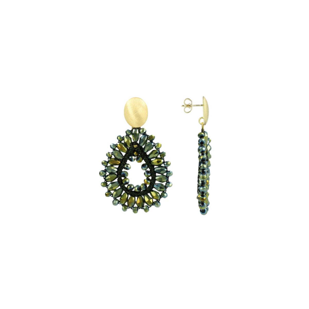 Metallic Green Silk Drop S Earrings - Robin